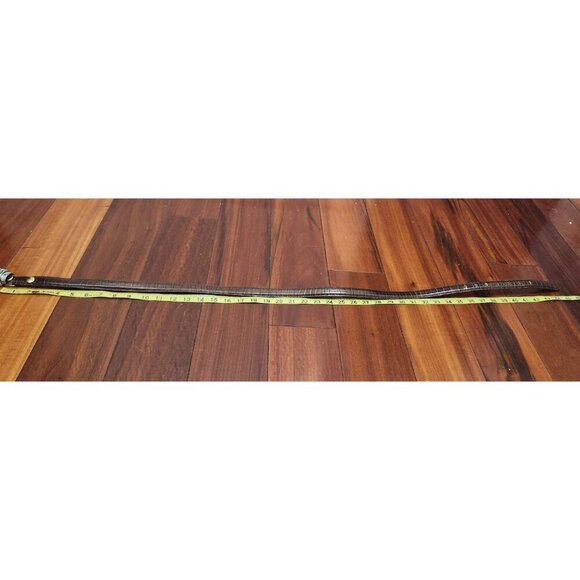 Vintage 80s Vicenza Woman’s 44 Belt Brawn Italian Genuine Calfskin Buckle Skinny - Picture 8 of 10